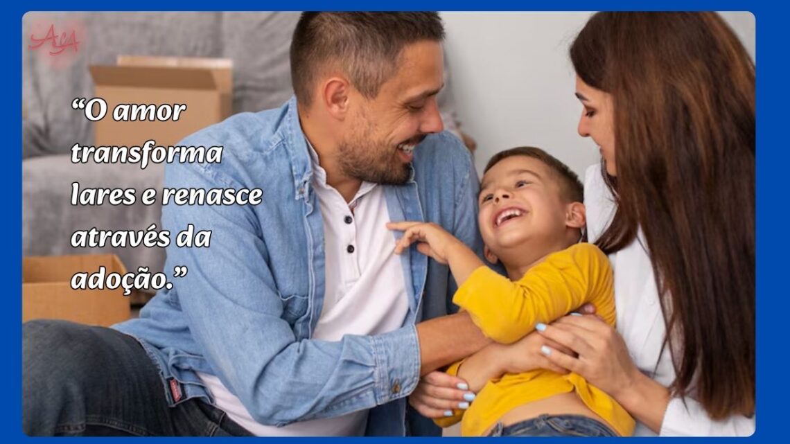 Família feliz com uma criança sorrindo após processo de adoção